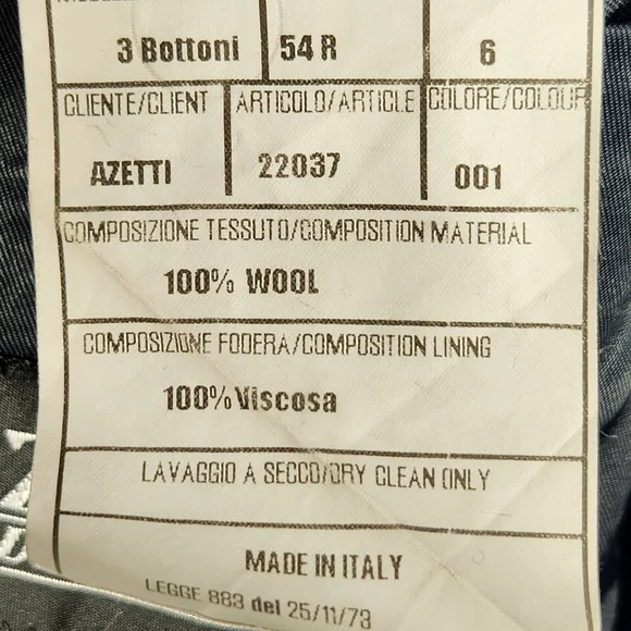 Azetti Made in Italy 100% Wool Navy Pinstripe Suit Jacket Size 54R - Picture 11 of 11